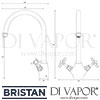 Bristan 1901 Easyfit Sink Mixer Gold Kitchen Tap Dimensions